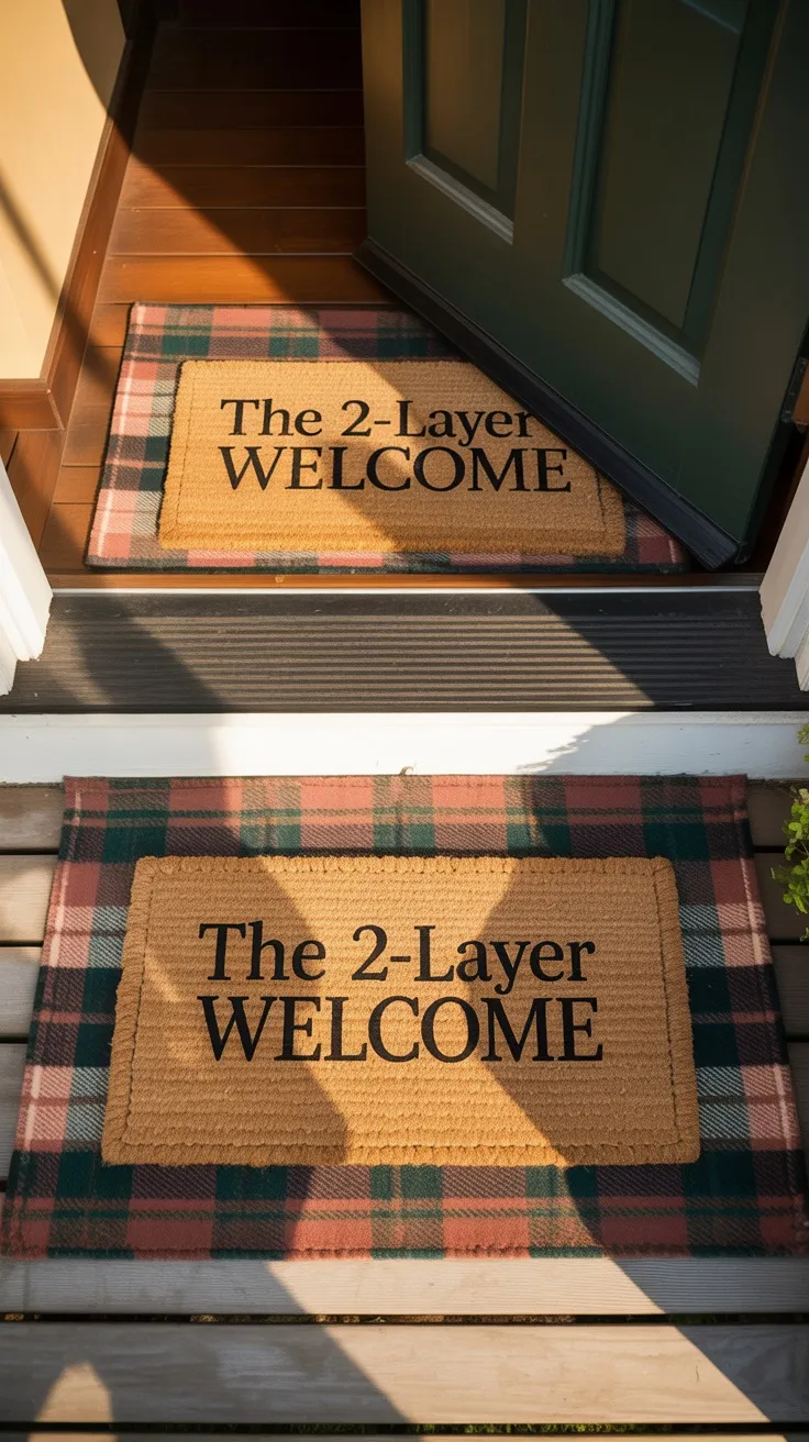 washable rugs, navy rug, patio inspiration, outdoor living space, plaid rug