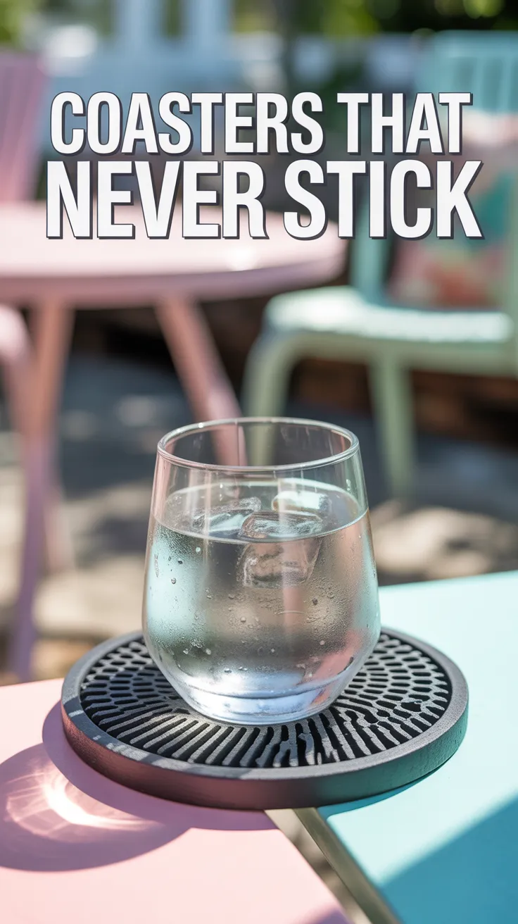 non-stick coasters, Tritan plastic glasses, patio table drinkware, unbreakable outdoor glasses, outdoor entertaining