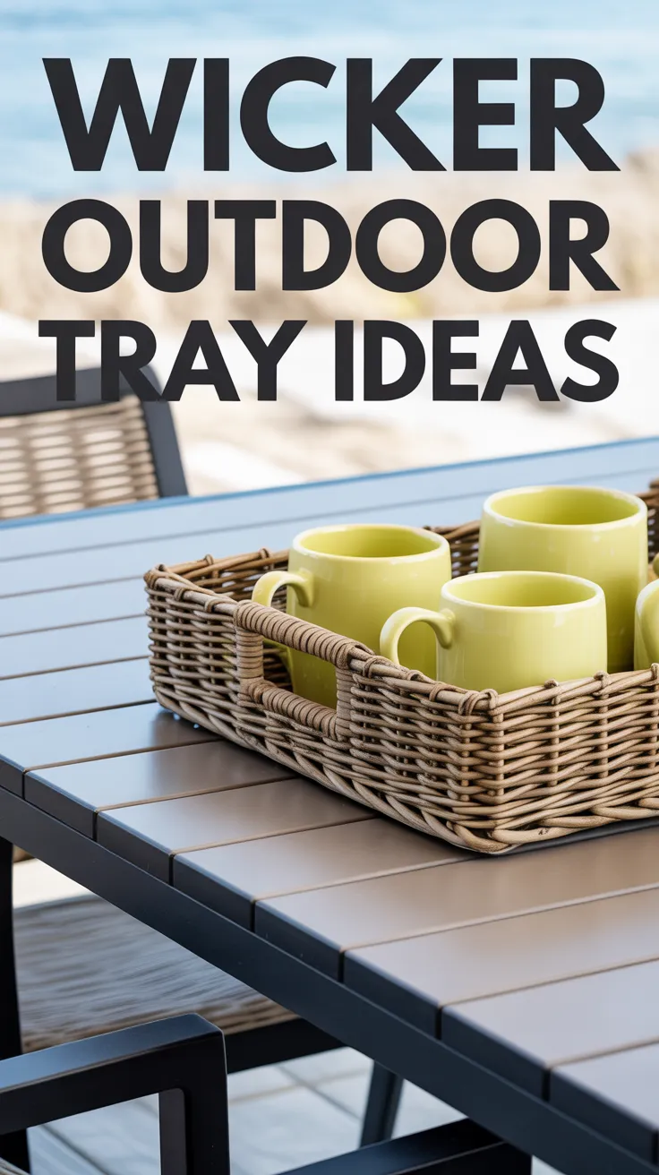 patio coffee table tray, all weather wicker tray, large outdoor tray, outdoor table decor ideas, waterproof decorative tray